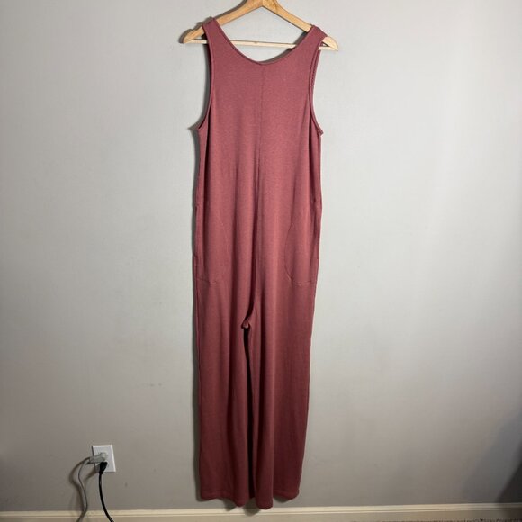 Fabletics Grace Relaxed Jumpsuit Women Large Dark Rouge Red Active Wide Leg NWOT - Picture 6 of 16